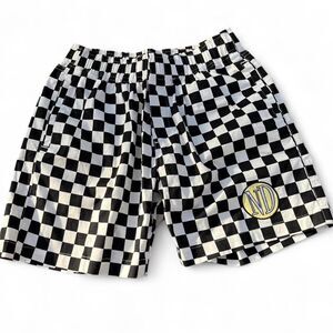 ylon Checker Boarded 80’ style Skate Shorts